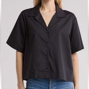 rag & bone Black Short Sleeve Button-Down Shirt